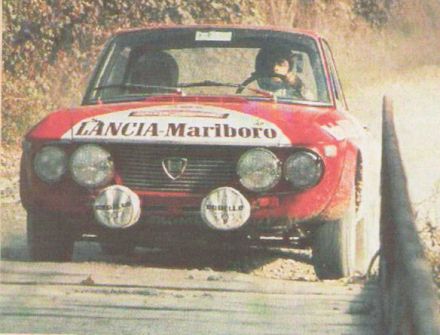 Amilcare Ballestrieri i Arnaldo Bernacchini na samochodzie Lancia Fulvia 1600 HF.