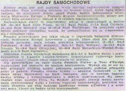 Zapowiedź sezonu – 1972r.