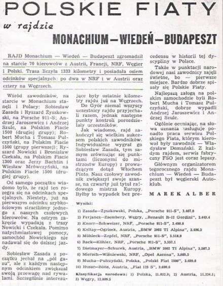 Rajd Monachium-Wiedeń-Budapeszt. 18 eliminacja.  28-30.09.1972r.