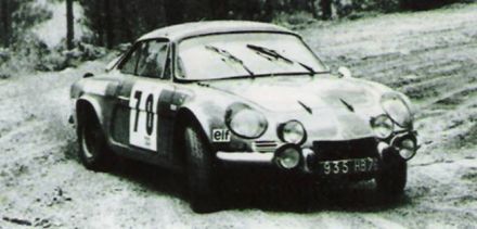 Jean Pierre Nicolas i Jean Todt na samochodzie Alpine Renault A110.