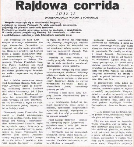 6 Rajd T.A.P. (P). 20 eliminacja.  11-15.10.1972r.
