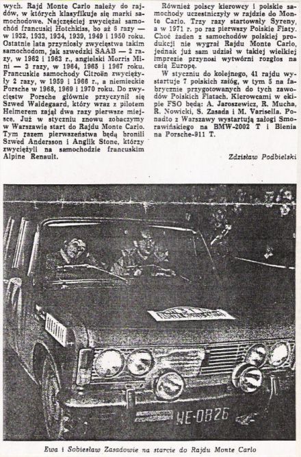 41.Rajd Monte Carlo (MC). 1 eliminacja.  21-29.01.1972r.