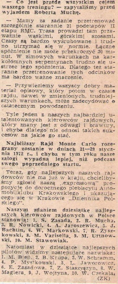 41.Rajd Monte Carlo (MC). 1 eliminacja.  21-29.01.1972r.