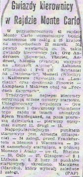 41.Rajd Monte Carlo (MC). 1 eliminacja.  21-29.01.1972r.