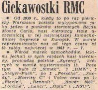 41.Rajd Monte Carlo (MC). 1 eliminacja.  21-29.01.1972r.