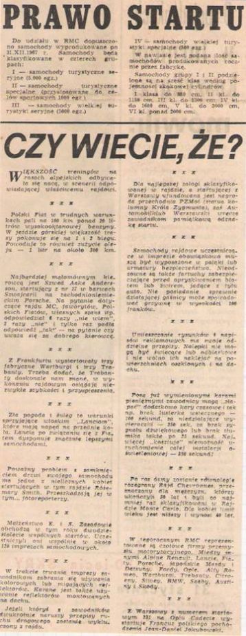 41.Rajd Monte Carlo (MC). 1 eliminacja.  21-29.01.1972r.