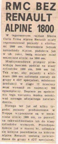 41.Rajd Monte Carlo (MC). 1 eliminacja.  21-29.01.1972r.