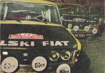 Fabryczna ekipa Polskiego Fiata 125p / 1500 przed startem do rajdu.  (Motor 7/1972)