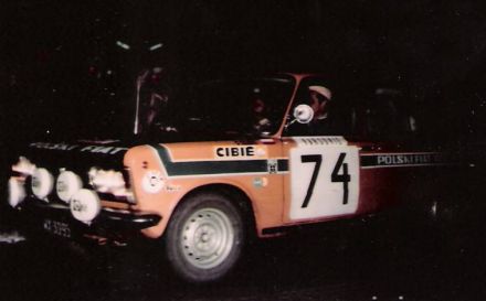 Marek Varisella i Władysław Domański na samochodzie Polski Fiat 125p / 1500.