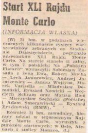 41.Rajd Monte Carlo (MC). 1 eliminacja.  21-29.01.1972r.