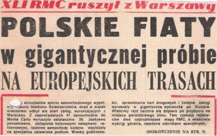 41.Rajd Monte Carlo (MC). 1 eliminacja.  21-29.01.1972r.