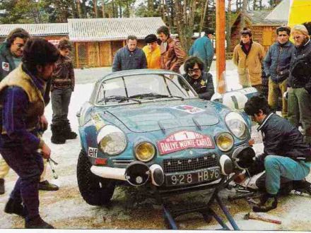 Jean Luc Therier i Claude Roure na samochodzie Alpine Renault A 110.