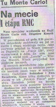 41.Rajd Monte Carlo (MC). 1 eliminacja.  21-29.01.1972r.