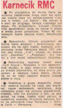 41.Rajd Monte Carlo (MC). 1 eliminacja.  21-29.01.1972r.