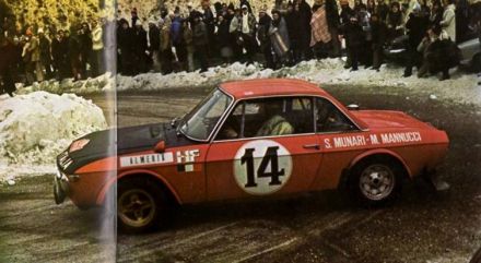 Sandro Munari i Mario Manucci na samochodzie Lancia Fulvia 1600 HF.