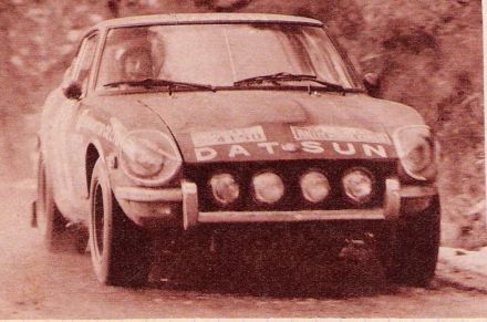 Rauno Aaltonen i Jean Todt na samochodzie Datsun 240 Z.