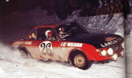 Sergio Barbasio i Piero Sodano na samochodzie Lancia Fulvia 1600 HF.