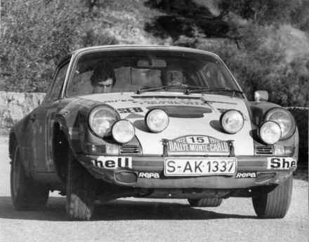 Björn Waldegaard i Hans Thorselius na samochodzie Porsche 911S.