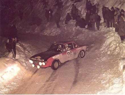 Sergio Barbasio i Piero Sodano na samochodzie Lancia Fulvia 1600 HF.