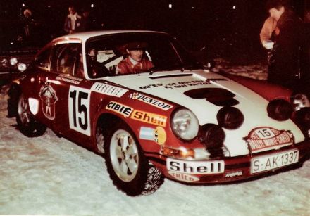 Björn Waldegaard i Hans Thorselius na samochodzie Porsche 911S.