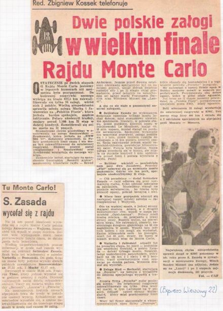 41.Rajd Monte Carlo (MC). 1 eliminacja.  21-29.01.1972r.