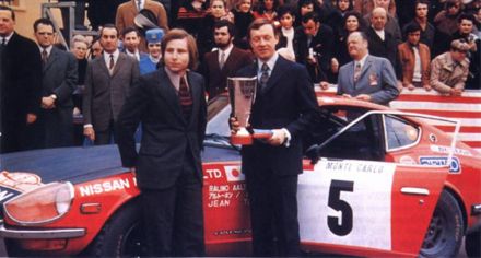 Rauno Aaltonen i Jean Todt na samochodzie Datsun 240 Z.