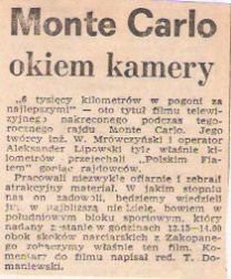 41.Rajd Monte Carlo (MC). 1 eliminacja.  21-29.01.1972r.