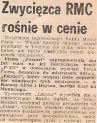 41.Rajd Monte Carlo (MC). 1 eliminacja.  21-29.01.1972r.