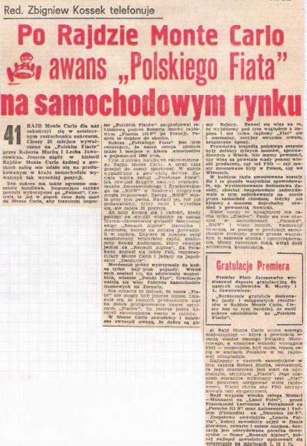 41.Rajd Monte Carlo (MC). 1 eliminacja.  21-29.01.1972r.