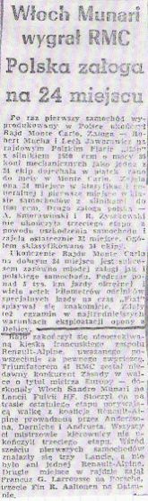 41.Rajd Monte Carlo (MC). 1 eliminacja.  21-29.01.1972r.