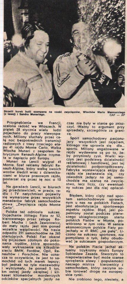 41.Rajd Monte Carlo (MC). 1 eliminacja.  21-29.01.1972r.