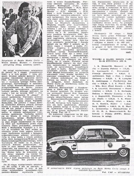 41.Rajd Monte Carlo (MC). 1 eliminacja.  21-29.01.1972r.