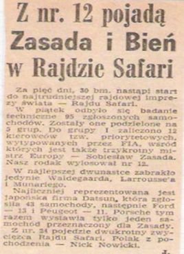 20 Rajd Safari (EAK). 3 eliminacja. 30.03.-3.04.1972r.
