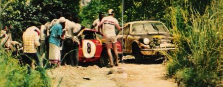 Nr.8.Shekhar Mehta i Mike Doughty na samochodzie Datsun 240Z,nr.12.Sobiesław Zasada i Marian Bień na samochodzie Porsche 911S.