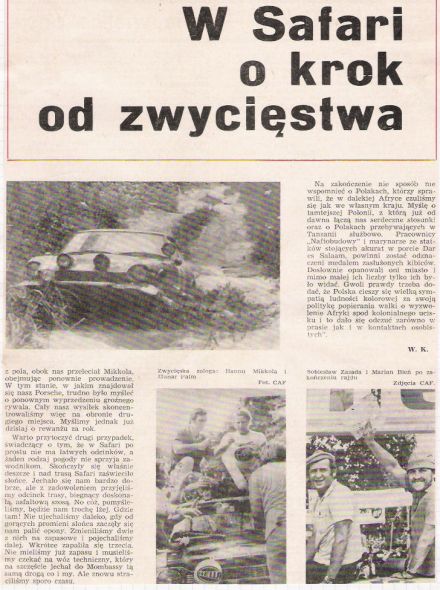 20 Rajd Safari (EAK). 3 eliminacja. 30.03.-3.04.1972r.