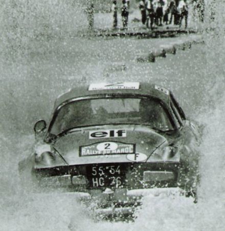 Jean Luc Therier i Claude Roure na samochodzie Alpine Renault A 110.