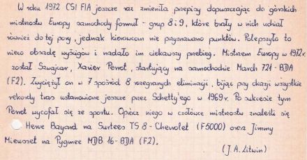 Podsumowanie sezonu – 1972r.