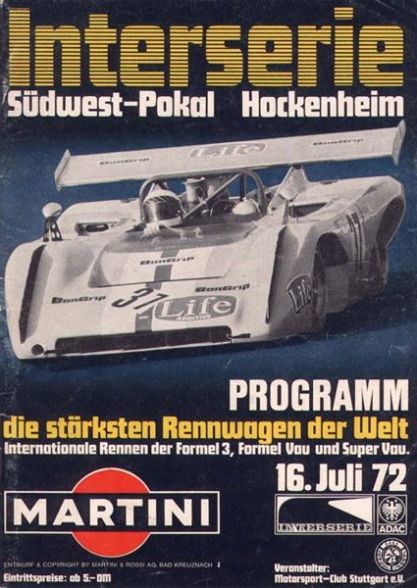 Interserie Hockenheim (D). 5 eliminacja.  16.07.1972r.