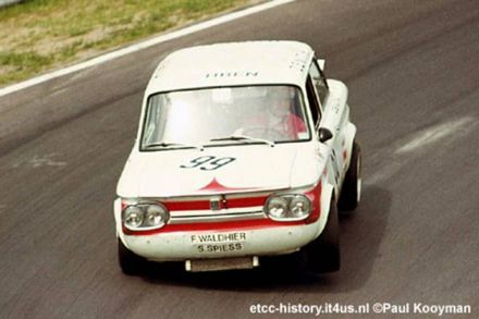 Siegfried Spiess i Franz Waldhier na samochodzie NSU 1200 TT.