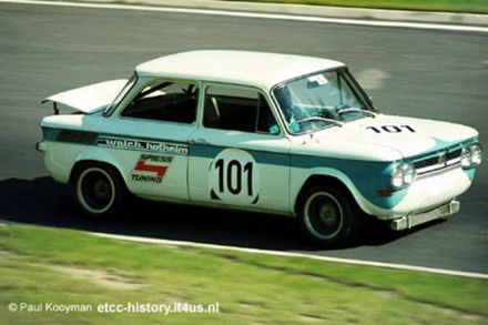 Rudi Walch i Johannes Wollstadt na samochodzie NSU 1200 TT.