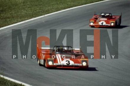 Nr.3. Helmut Marko i Carlos Pace, nr4. Arturo Merzario i Sandro Munari na samochodach Ferrari 312 PB.