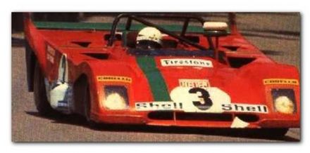 Arturo Merzario i Sandro Munari na samochodzie Ferrari 312 PB.