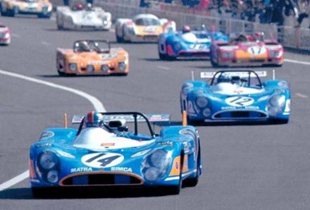 Nr.14. Francois Cevert i Howden Ganley, nr. 12. Jean Pierre Beltoise i Chris Amon na samochodach Matra Simca MS670.