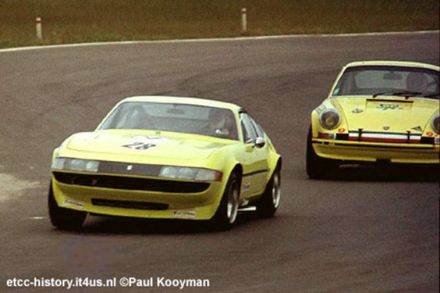 Ernst Seiler na samochodzie Ferrari 365 GTB4 Daytona.