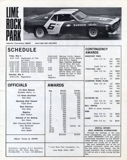 Lime Rock. 1 eliminacja.  5-6.05.1972r.