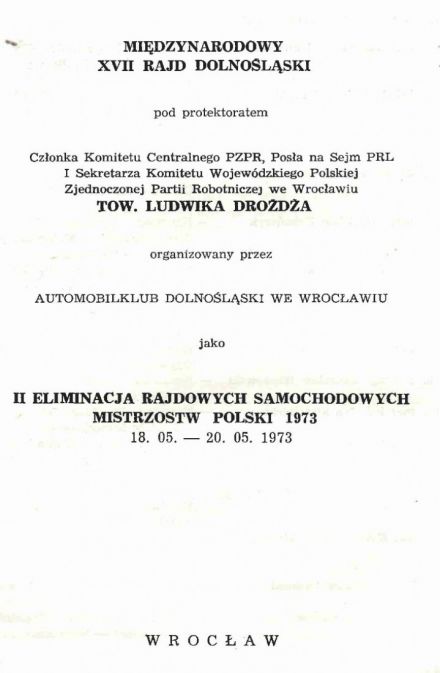 Rajd Dolnośląski - 1973r