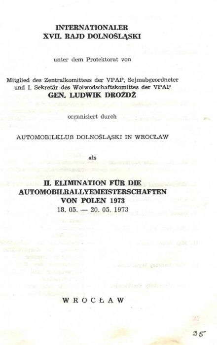 Rajd Dolnośląski - 1973r