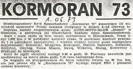 6 Rajd Kormoran 1973r