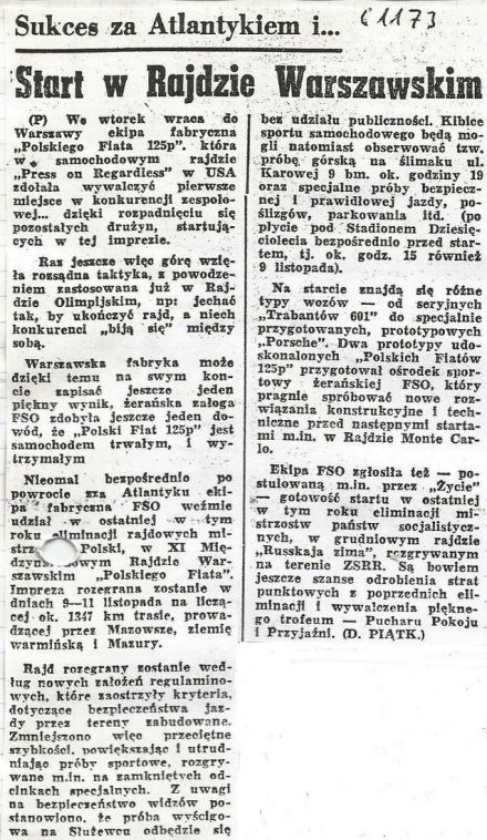 Rajd Warszawski 1973r