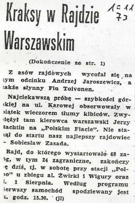 Rajd Warszawski 1973r
